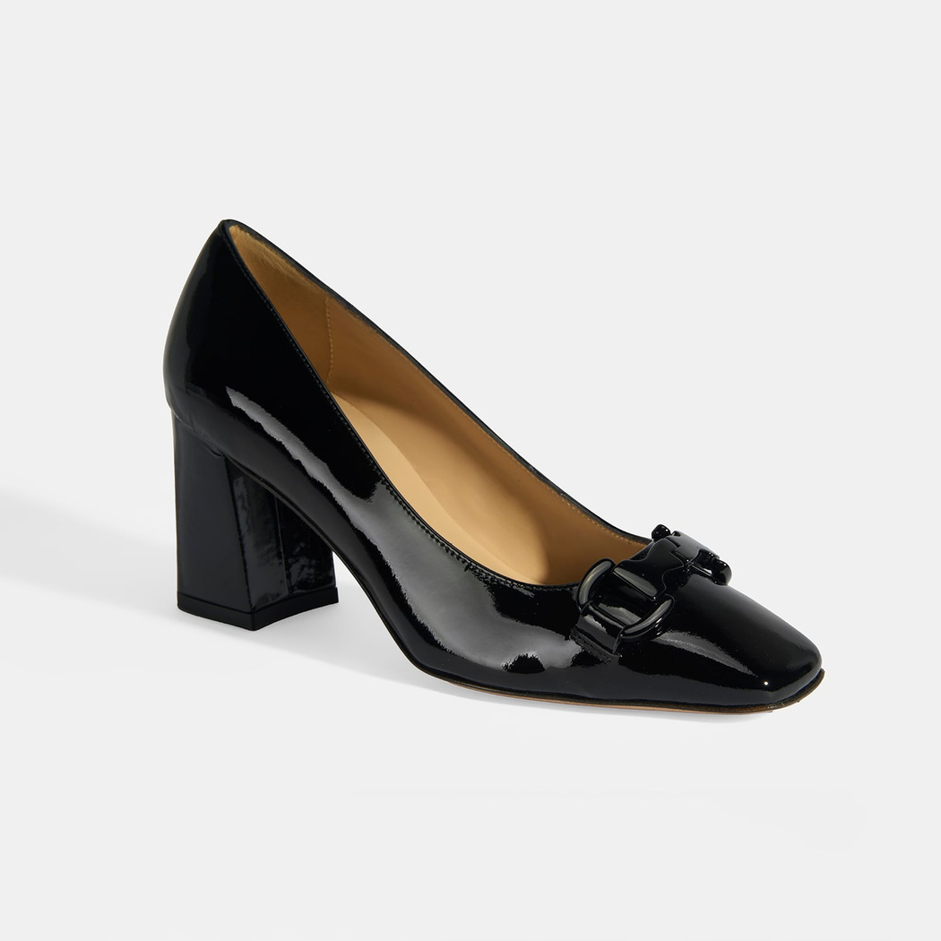 Luca Grossi Kadın Siyah Toka Aksesuarlı Rugan Babet