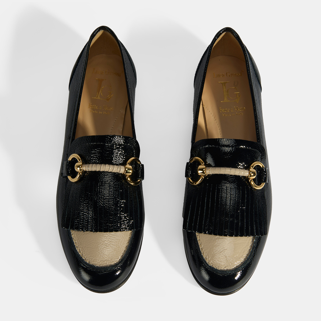 Luca Grossi Kadın Siyah Toka Aksesuarlı Püsküllü Rugan Loafer