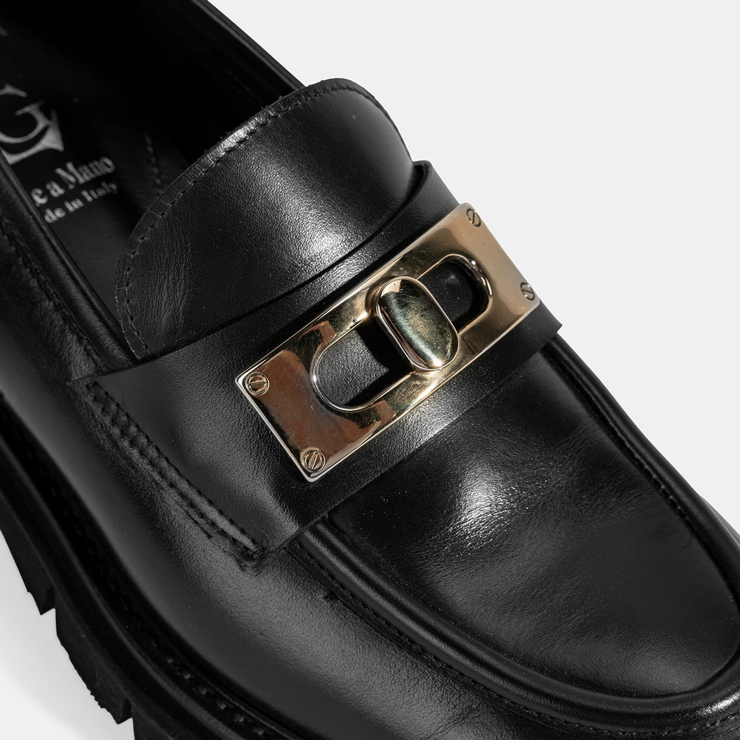 Luca Grossi Kadın Siyah Toka Detaylı Deri Loafer