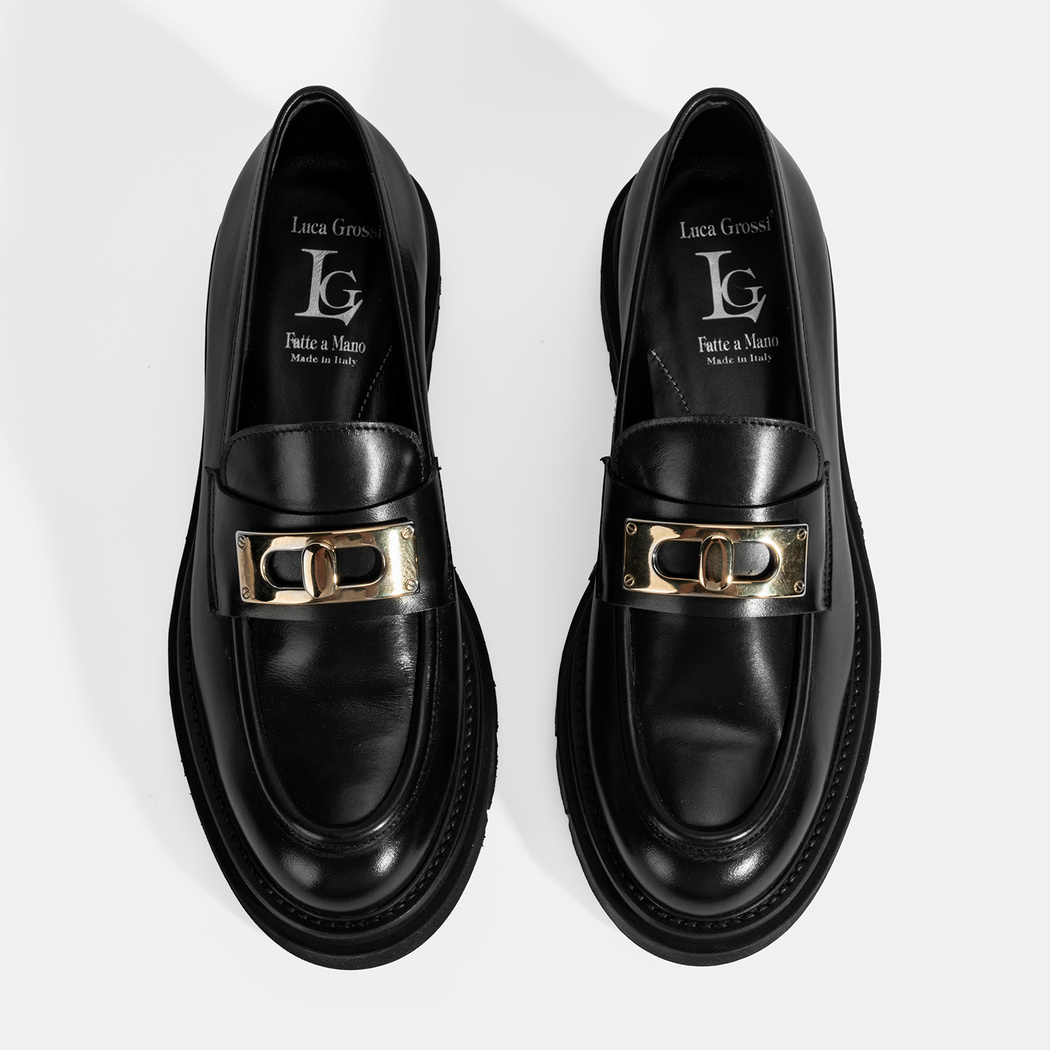 Luca Grossi Kadın Siyah Toka Detaylı Deri Loafer