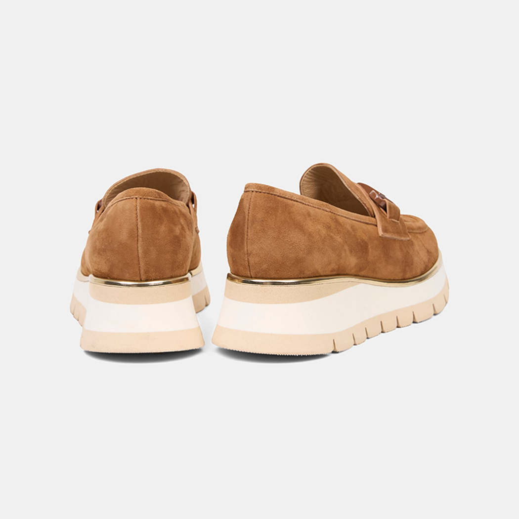 Luca Grossi Kadın Taba Metal Tokalı Dolgu Topuklu Süet Loafer