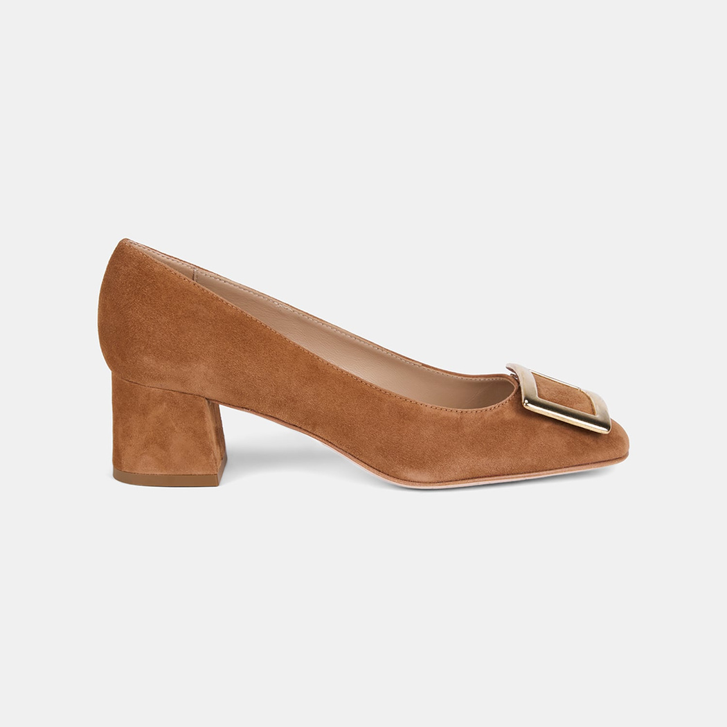 Luca Grossi Kadın Taba Toka Aksesuarlı Süet Topuklu Ayakkabı