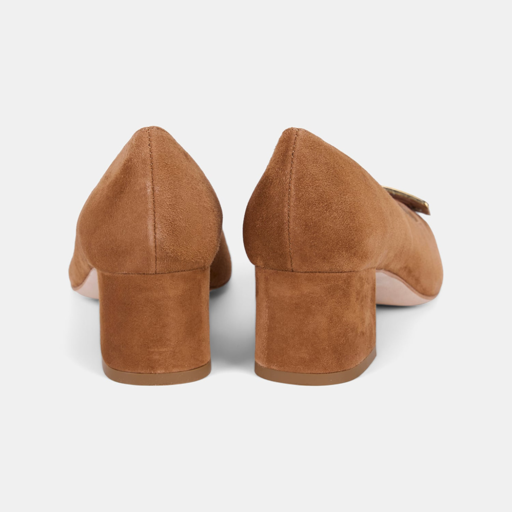 Luca Grossi Kadın Taba Toka Aksesuarlı Süet Topuklu Ayakkabı