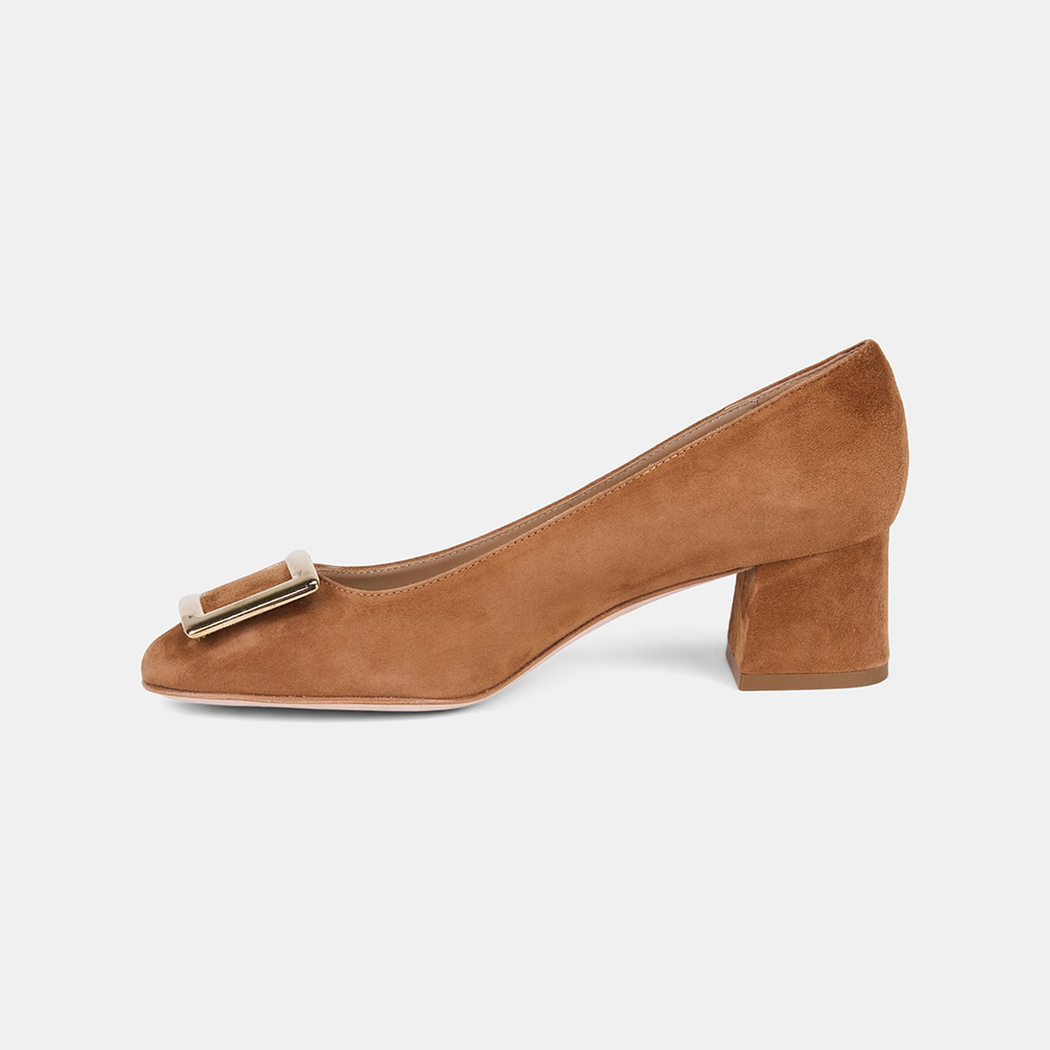 Luca Grossi Kadın Taba Toka Aksesuarlı Süet Topuklu Ayakkabı