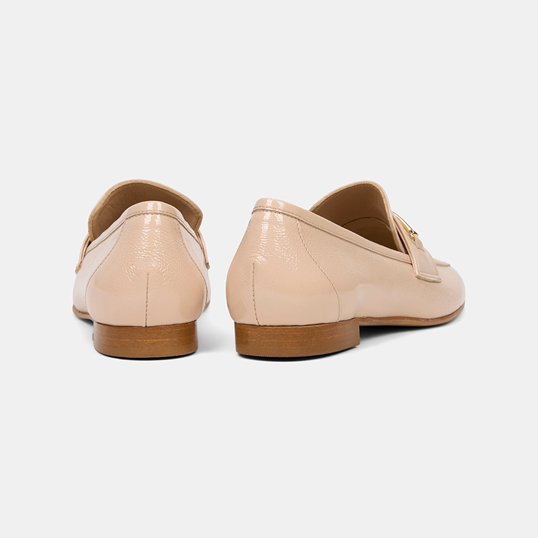 Luca Grossi Kadın Ten Gold Aksesuarlı Rugan Deri Loafer