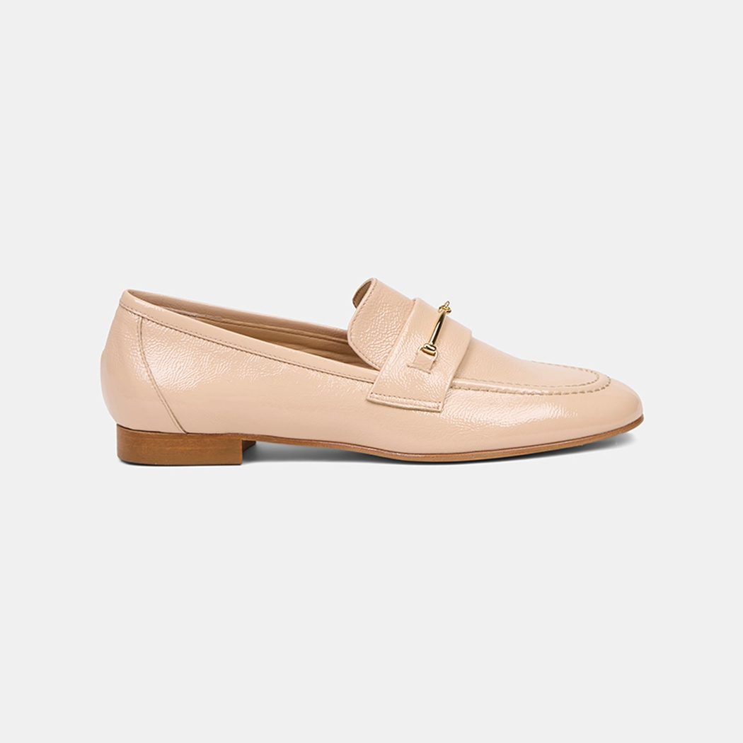 Luca Grossi Kadın Ten Gold Aksesuarlı Rugan Deri Loafer