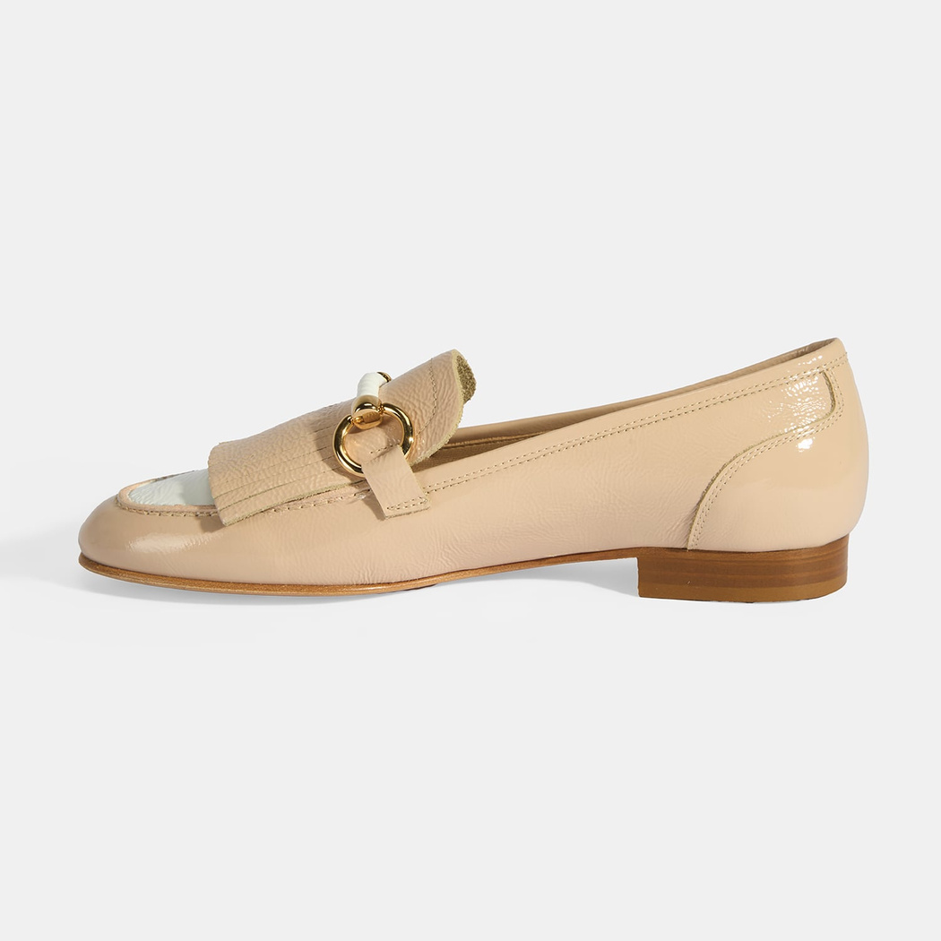 Luca Grossi Kadın Ten Toka Aksesuarlı Püsküllü Rugan Loafer