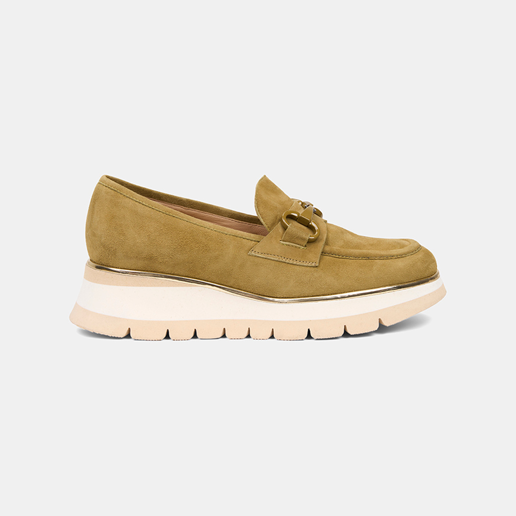 Luca Grossi Kadın Yeşil Metal Tokalı Dolgu Topuklu Süet Loafer