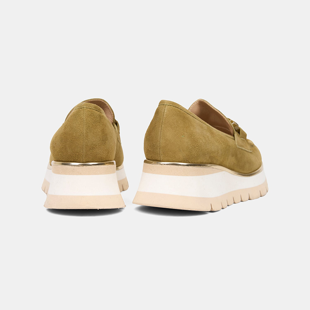 Luca Grossi Kadın Yeşil Metal Tokalı Dolgu Topuklu Süet Loafer