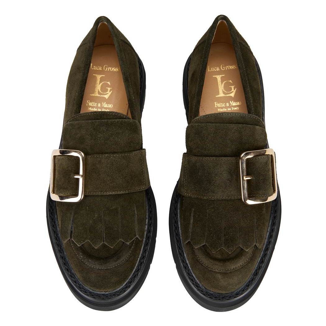 Luca Grossi Yeşil Kadın Püsküllü Süet Loafer Ayakkabı