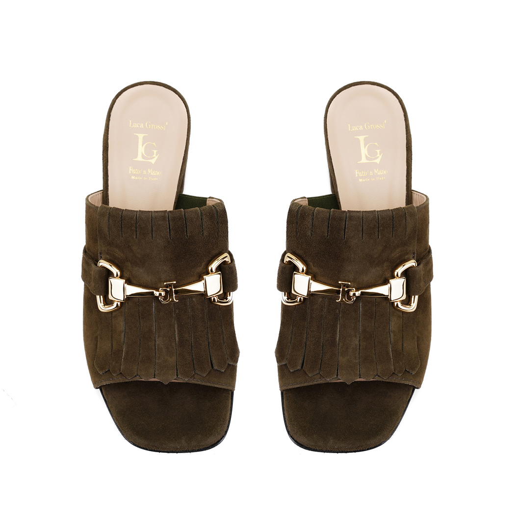 Luca Grossi Yeşil Toka Aksesuarlı Topuklu Terlik