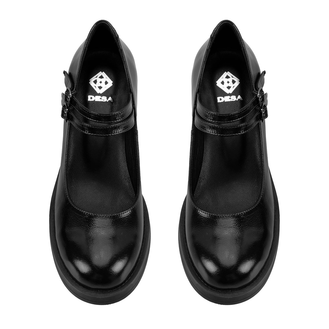 Luisa Siyah Kadın Topuklu Mary Jane Deri Klasik Ayakkabı