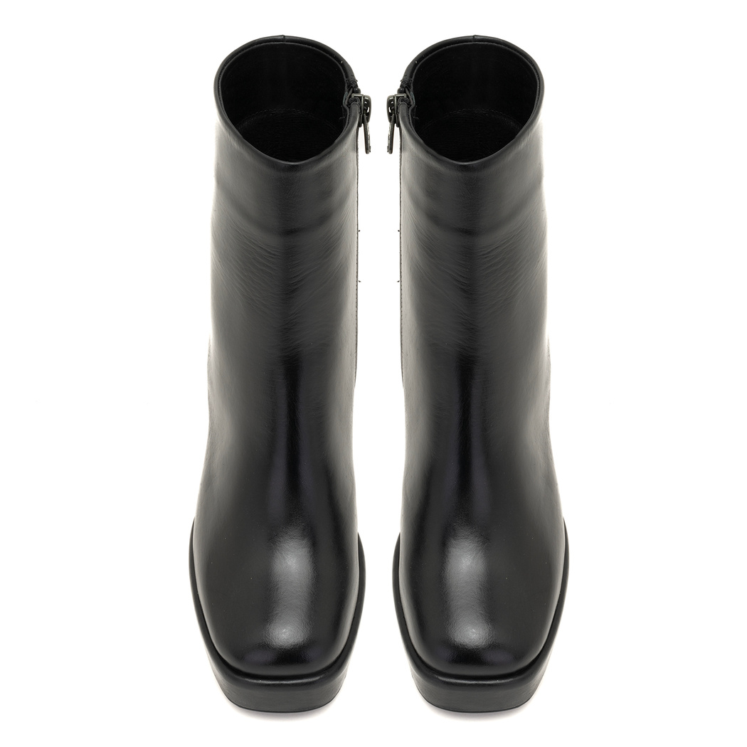 Luliye Siyah Kadın Deri Platform Topuklu Bot