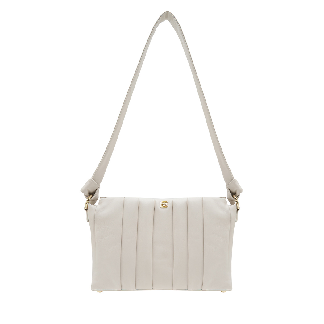 Lupin Beyaz Kadın Pilili Deri Omuz Askılı Çanta