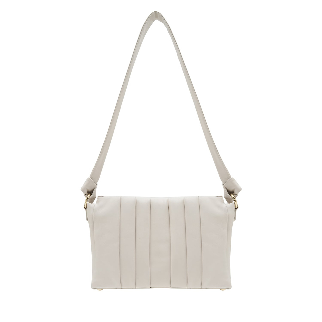 Lupin Beyaz Kadın Pilili Deri Omuz Askılı Çanta