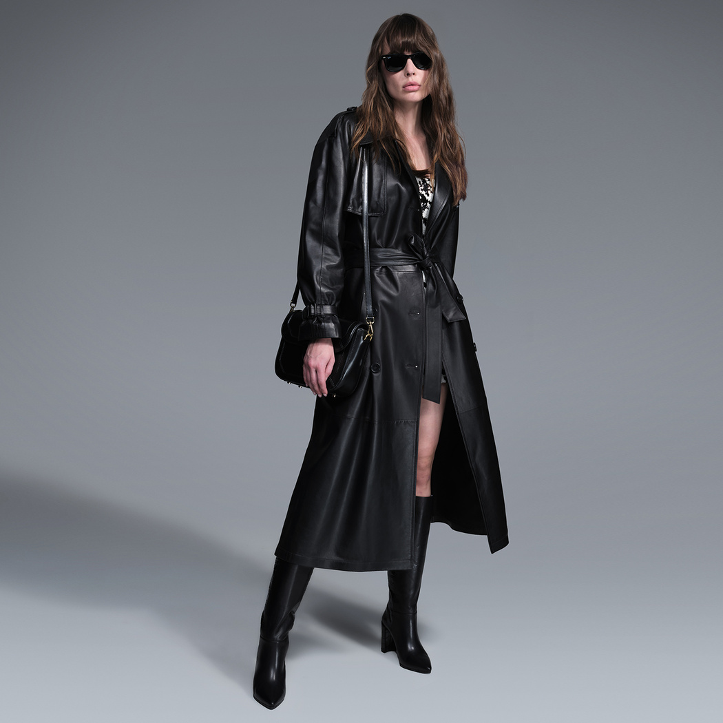 Lydia Siyah Kadın Deri Pardösü