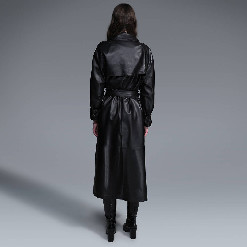 Lydia Siyah Kadın Deri Pardösü