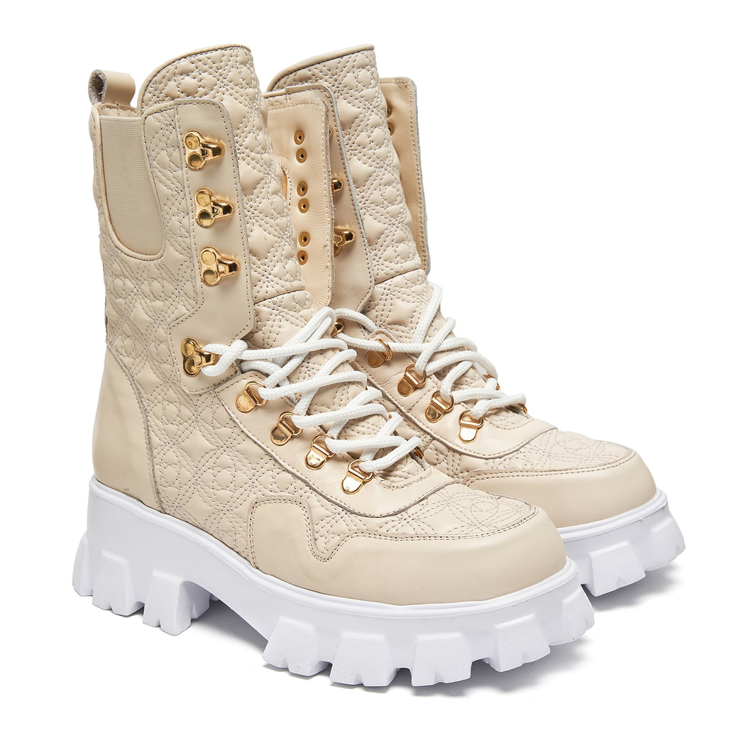 Mailo Ekru Kadın Kapitoneli Deri Bot