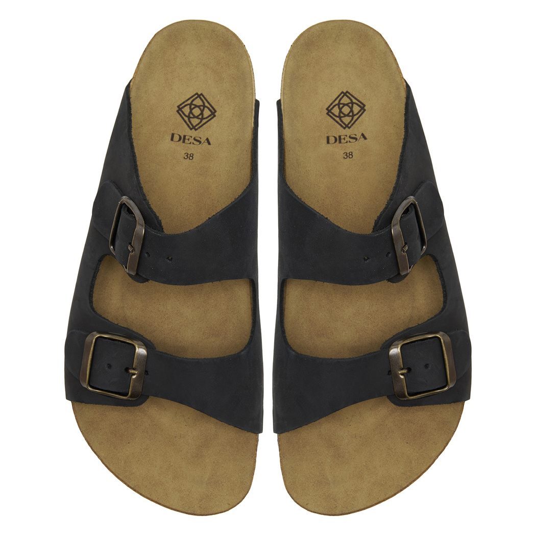 Majori Siyah Kadın Nubuk Terlik