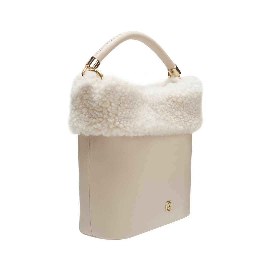 Mandy Krem Kadın Deri El Çantası