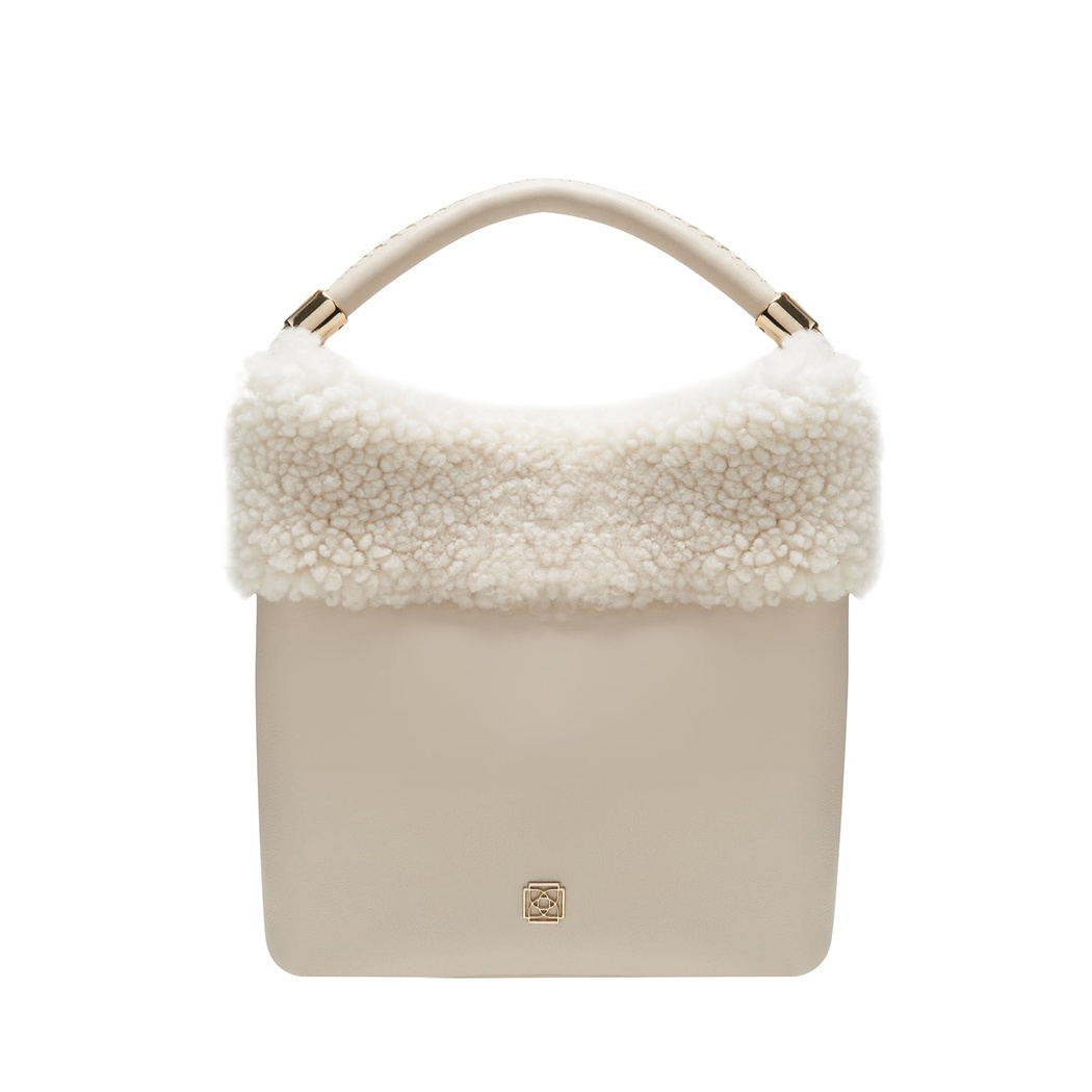 Mandy Krem Kadın Deri El Çantası