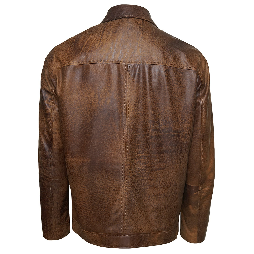 Manno Erkek Gömlek Yakalı Deri Ceket