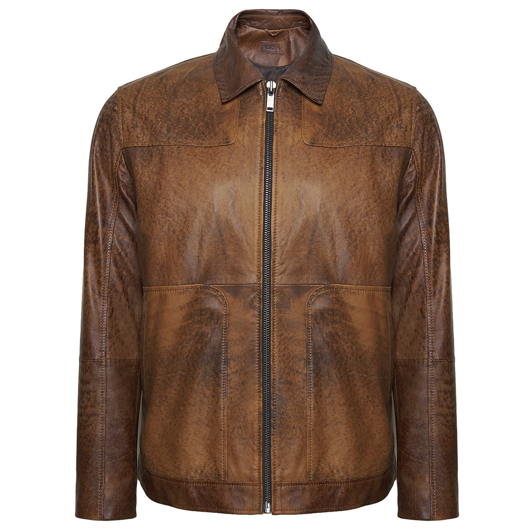 Manno Erkek Gömlek Yakalı Deri Ceket