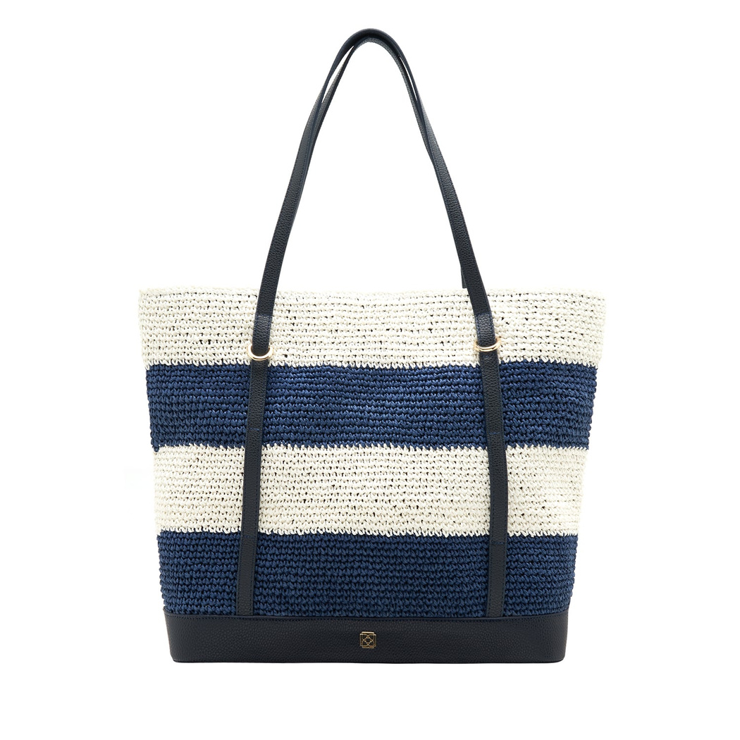 Manny Lacivert Kadın Hasır Omuz Çantası 