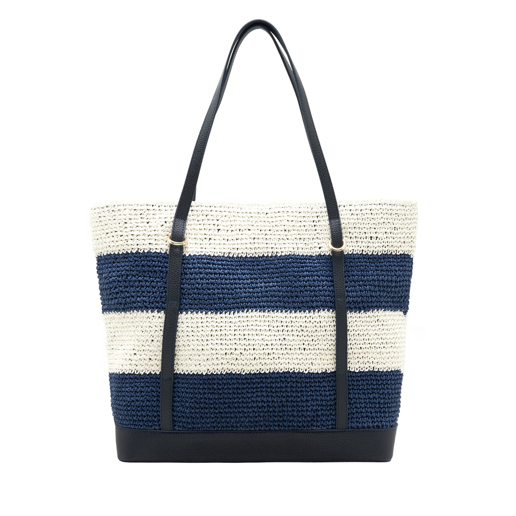 Manny Lacivert Kadın Hasır Omuz Çantası 