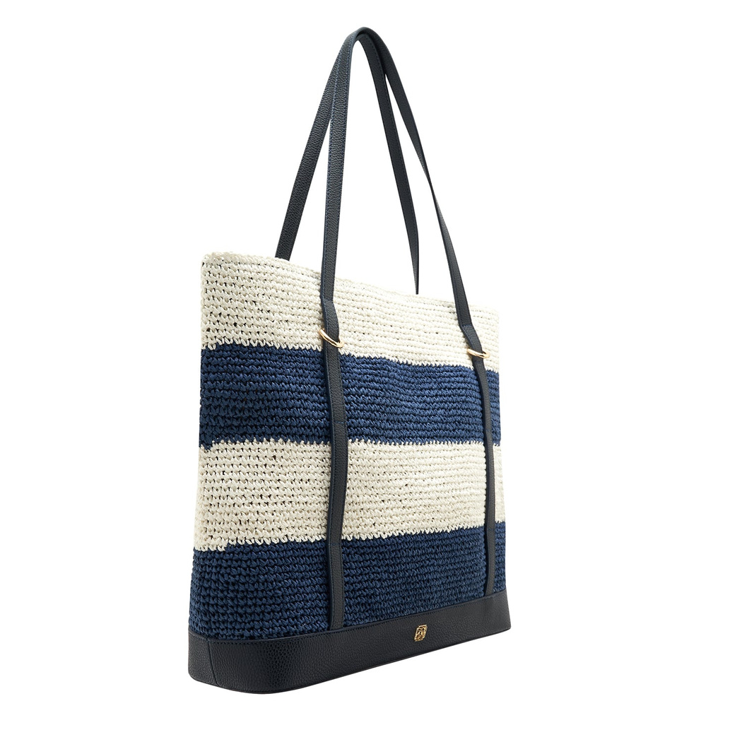 Manny Lacivert Kadın Hasır Omuz Çantası 