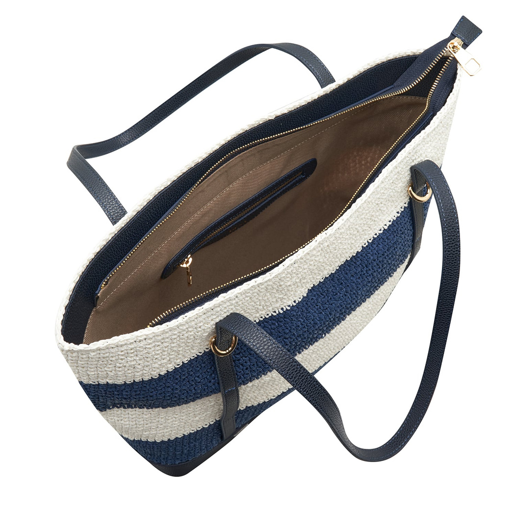 Manny Lacivert Kadın Hasır Omuz Çantası 