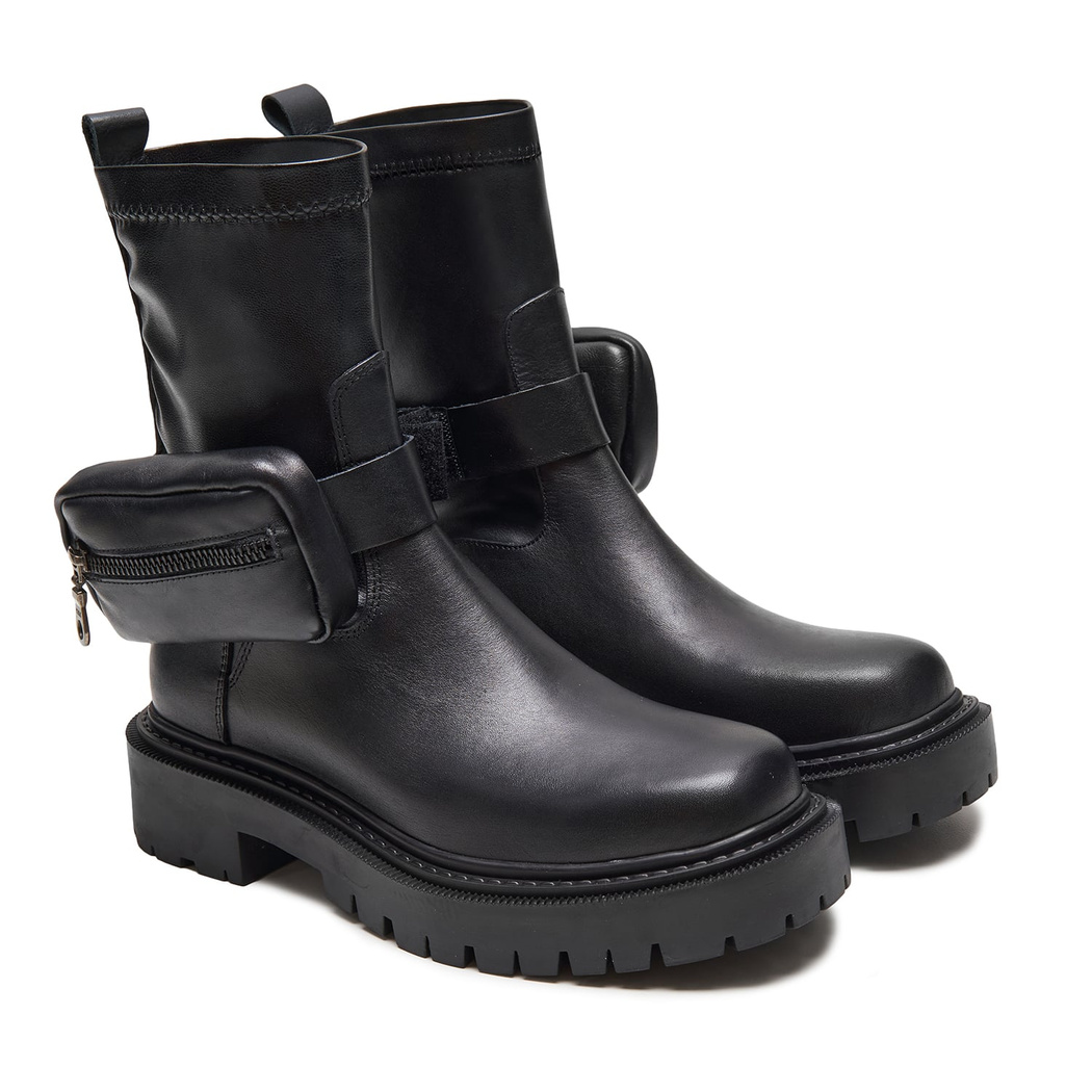 Marble Siyah Kadın Deri Bot