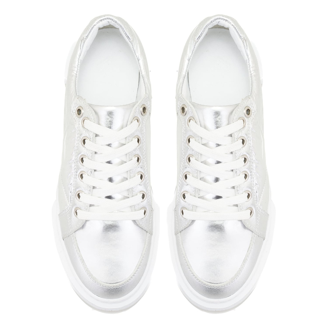 Marcala Gümüş Kadın Kapitone Deri Spor Ayakkabı