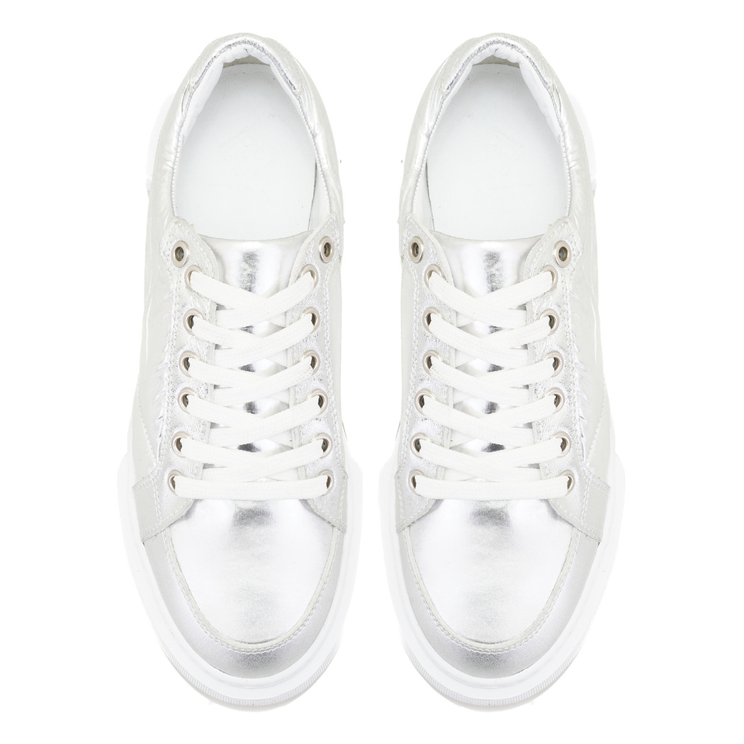 Marcala Gümüş Kadın Kapitone Deri Spor Ayakkabı