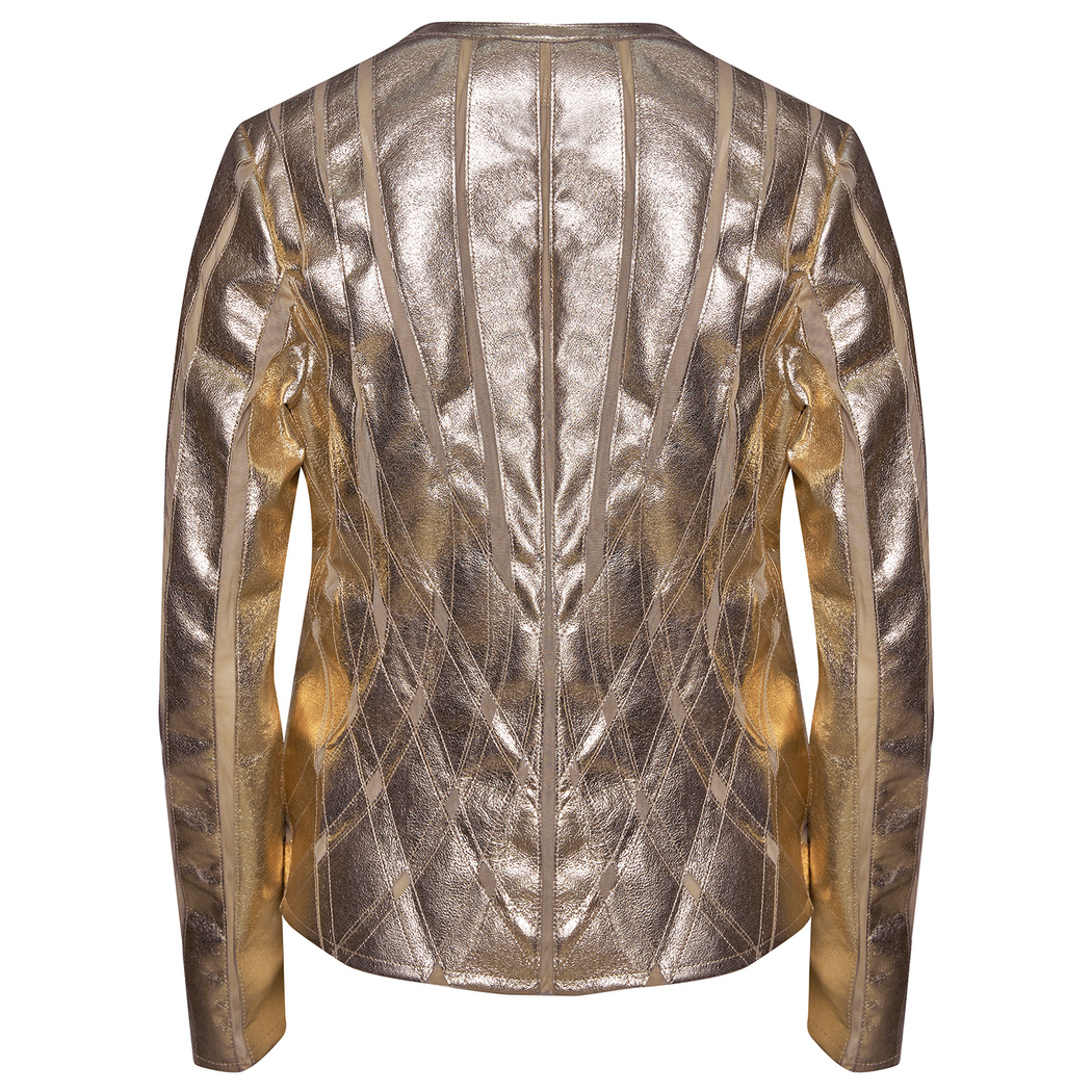 Marita Kadın Dairesel Panelli Deri Ceket