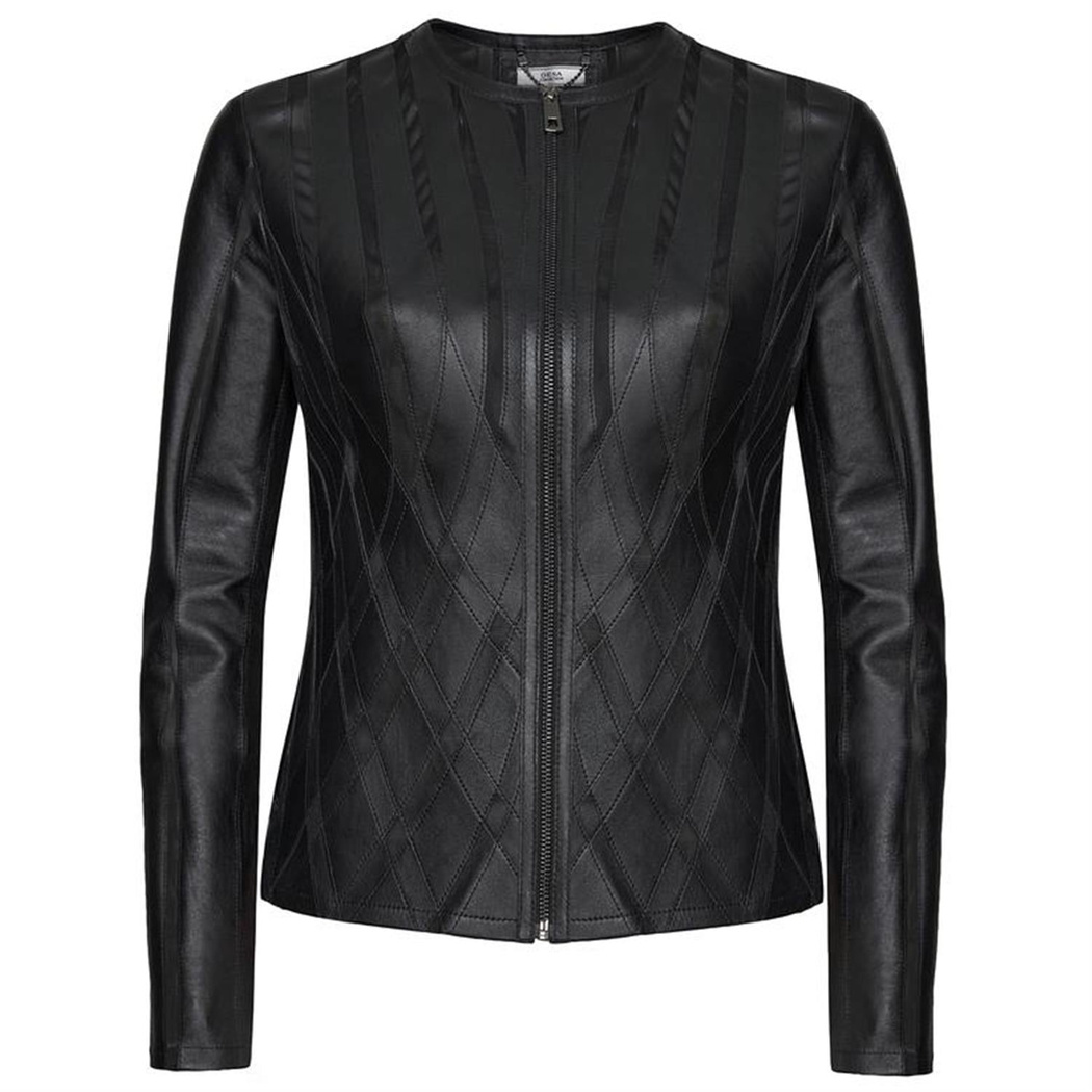 Marita Kadın Dairesel Panelli Deri Ceket