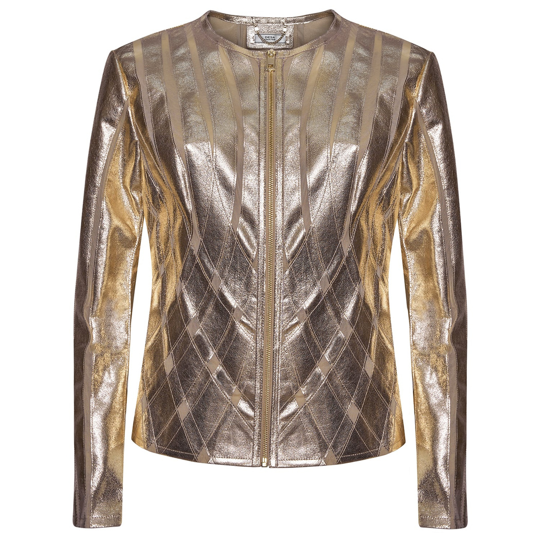 Marita Kadın Dairesel Panelli Deri Ceket