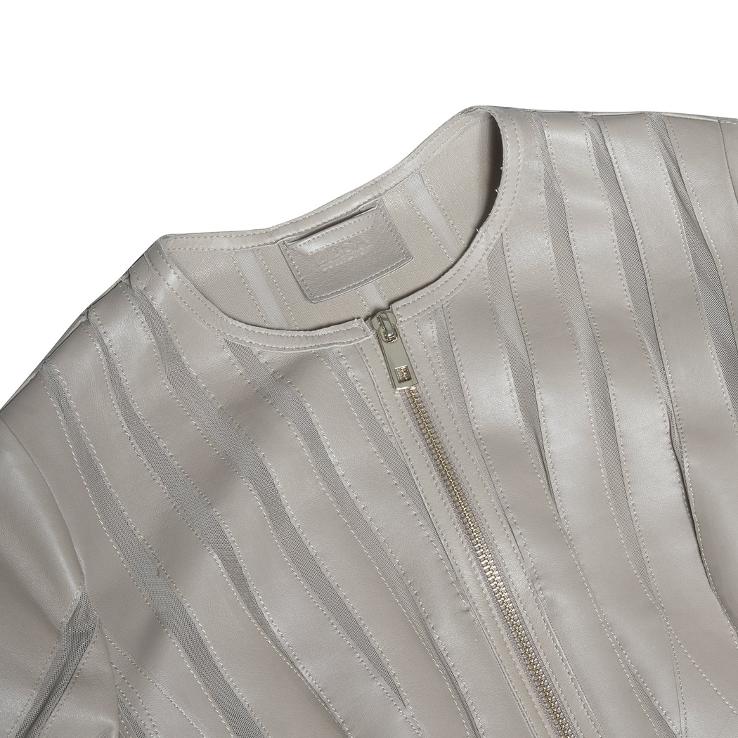 Marita Kadın Dairesel Panelli Deri Ceket