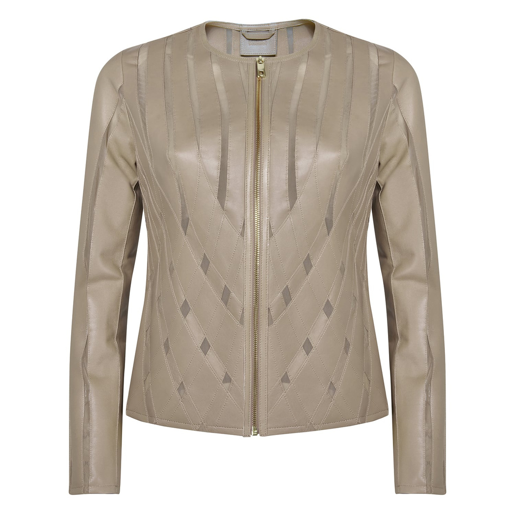 Marita Kadın Dairesel Panelli Deri Ceket