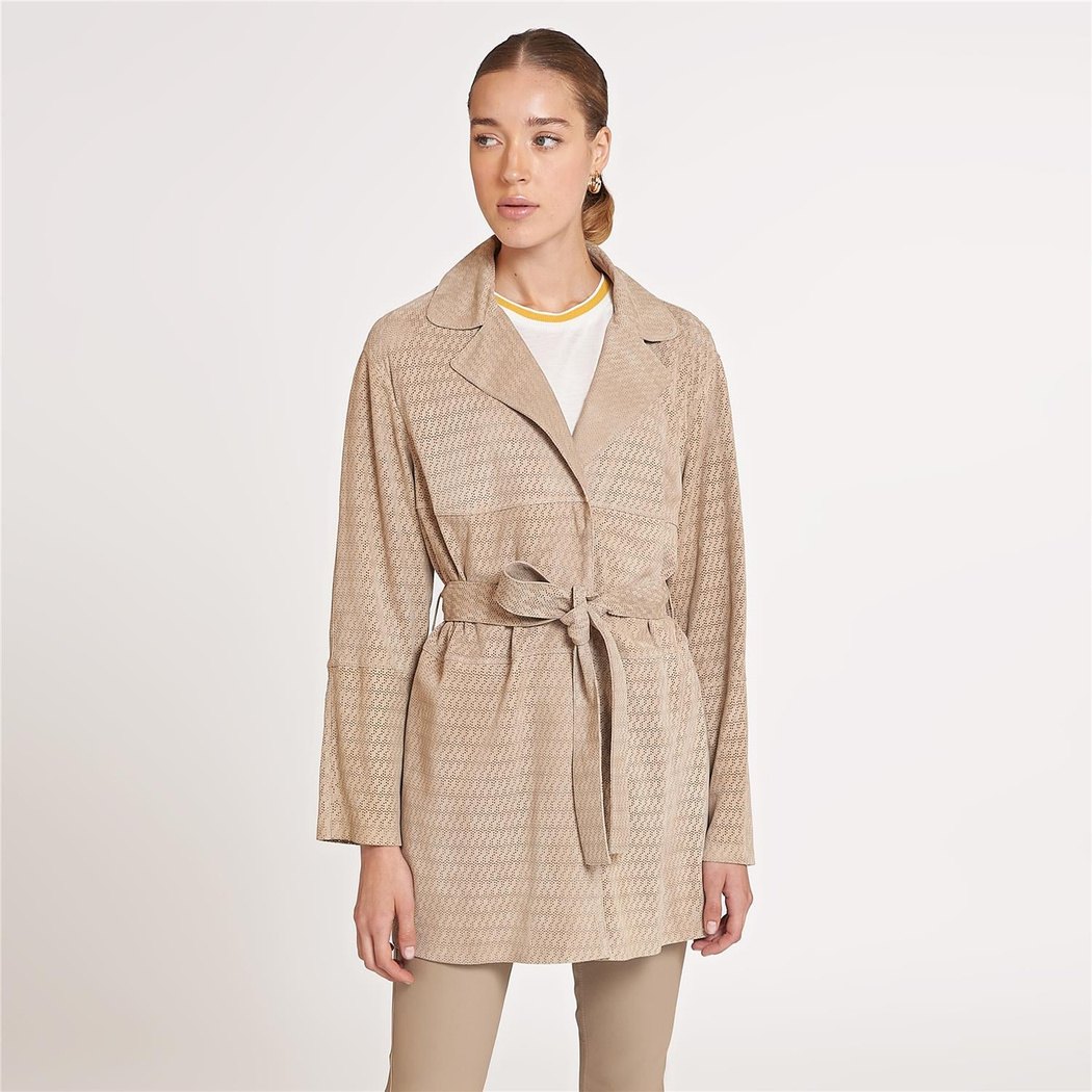 Marita Kadın Süet Perfore Trençkot