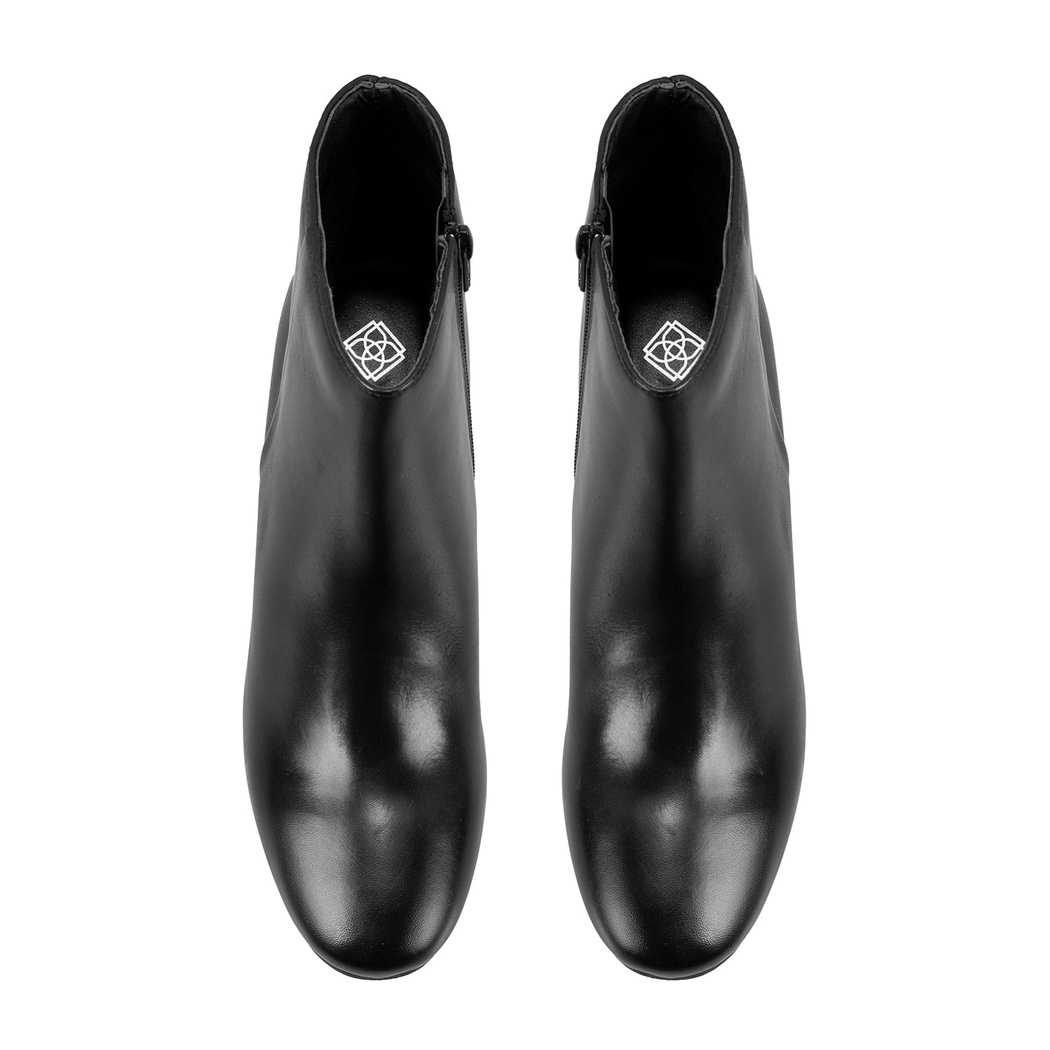 Mariv Siyah Kadın Fermuarlı Topuklu Deri Bot