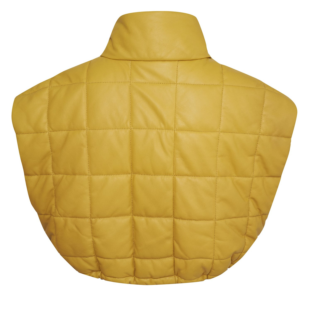Marquise Sarı Kadın Kısa Puffer Deri Yelek