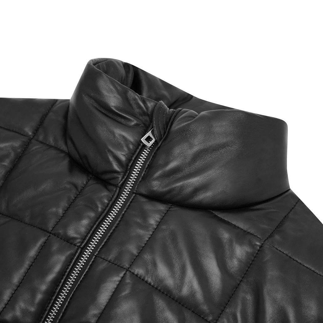 Marquise Siyah Kadın Kısa Puffer Deri Yelek