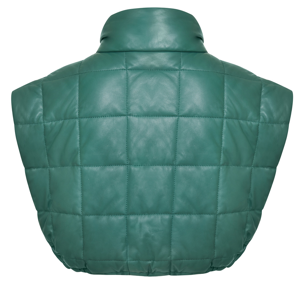 Marquise Yeşil Kadın Kısa Puffer Deri Yelek