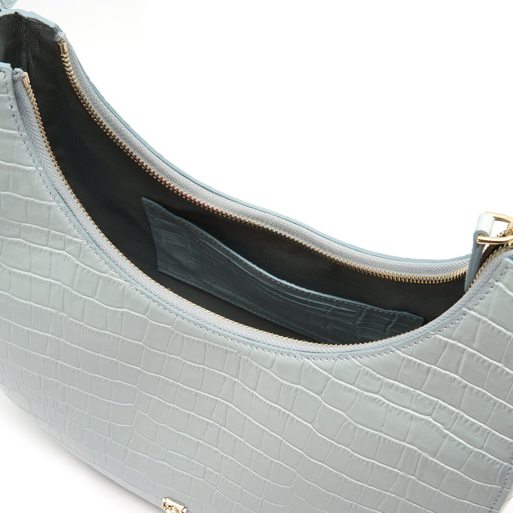 Marriva Buz Mavisi Kadın Kroko Baskılı Deri El Çantası 