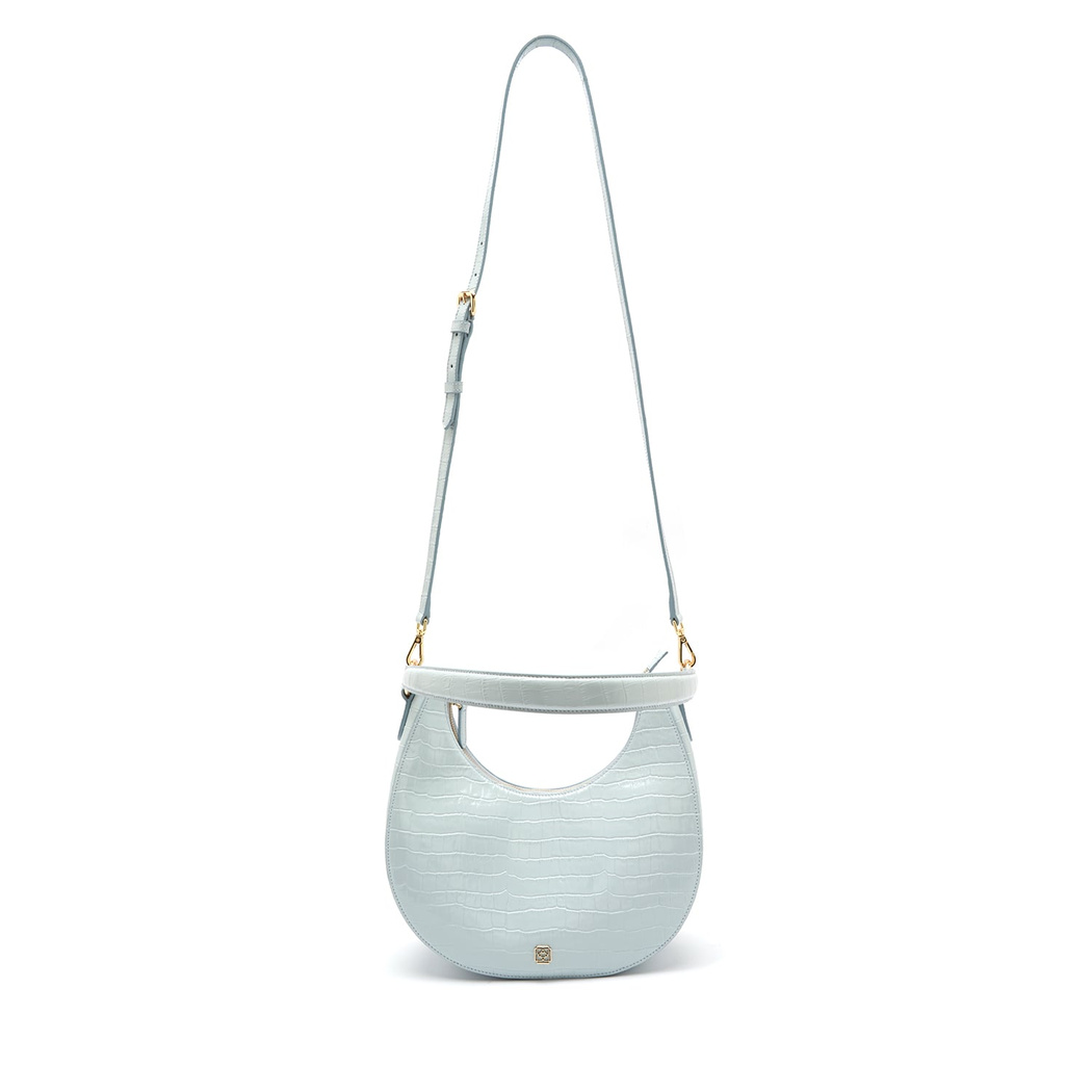 Marriva Buz Mavisi Kadın Kroko Baskılı Deri El Çantası 