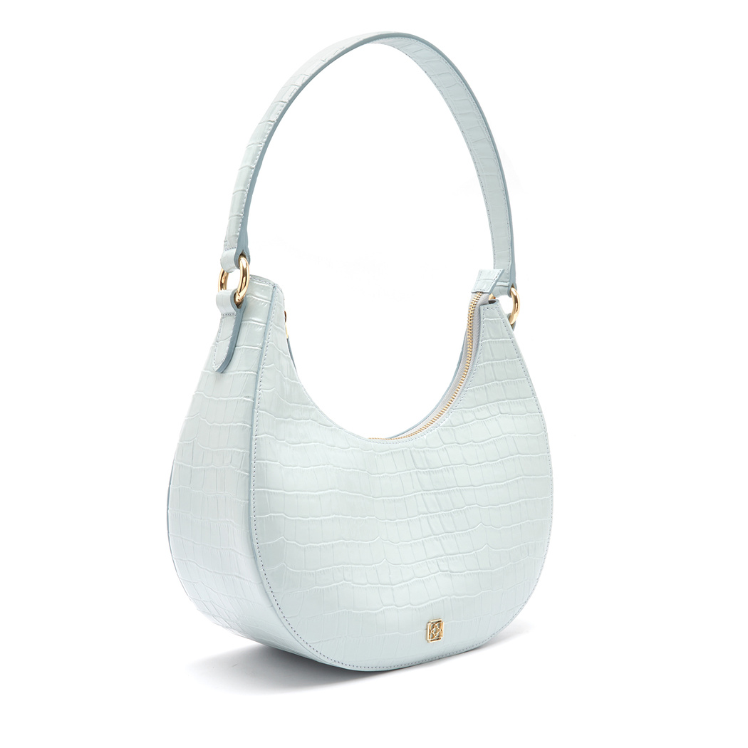 Marriva Buz Mavisi Kadın Kroko Baskılı Deri El Çantası 