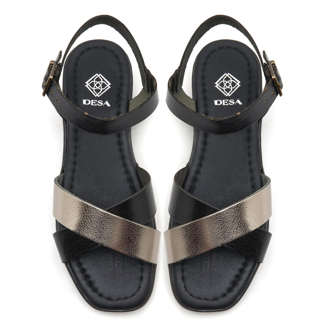 Marty Siyah Kadın Deri Sandalet