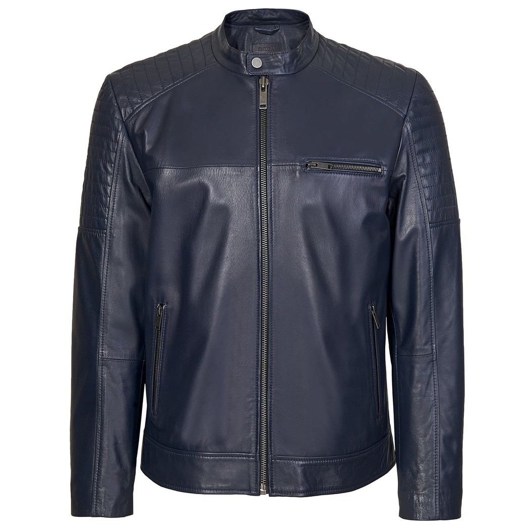 Mattia Lacivert Erkek Deri Mont