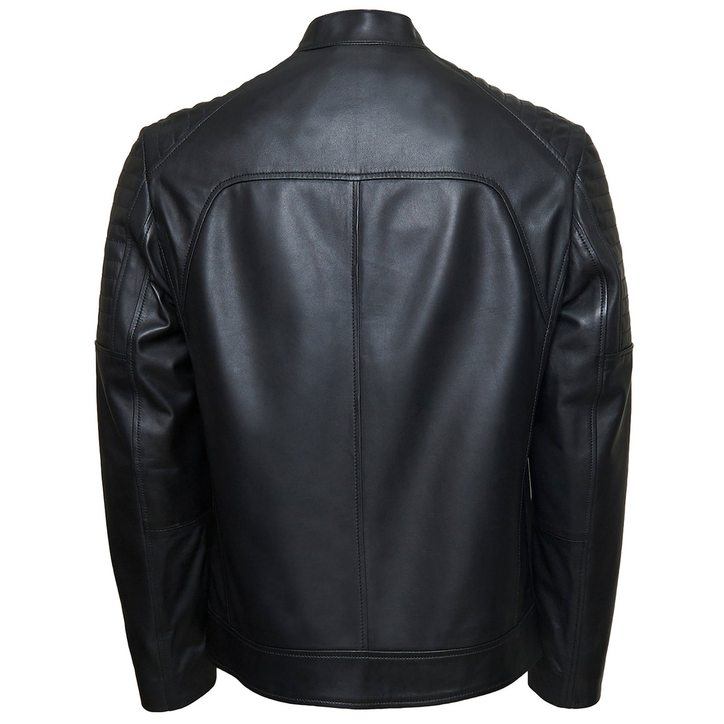 Mattia Siyah Erkek Deri Mont